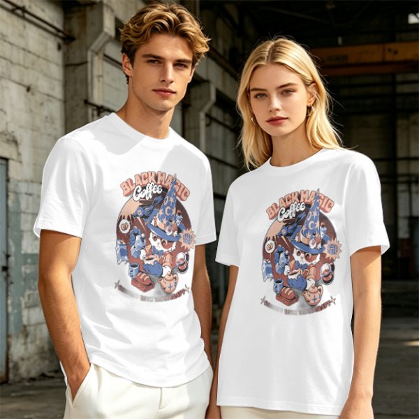 Olive T-Shirt with Black Magic Coffee Wizard Cat Graphic
