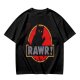Olive T-Shirt With Black Cat Rawr Dinosaur Parody Graphic