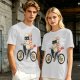 Olive T-Shirt With Sushi Ninja Riding Bicycle Print