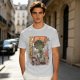 Olive T-shirt with Giant Broccoli Monster Attacking City Art