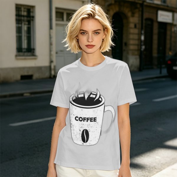 Olive Green T-Shirt With Coffee Mug Graphic Print