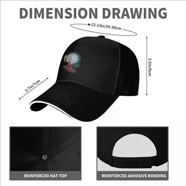 Black baseball cap with The Owl House Eda and King graphic print