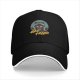 Black baseball cap with raccoon graphic and 'Eat Trash' text
