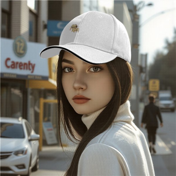 Black Baseball Cap With Cute Headphone Wearing Cat Graphic
