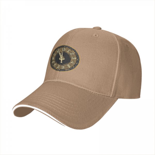 Black baseball cap with vintage clock face graphic
