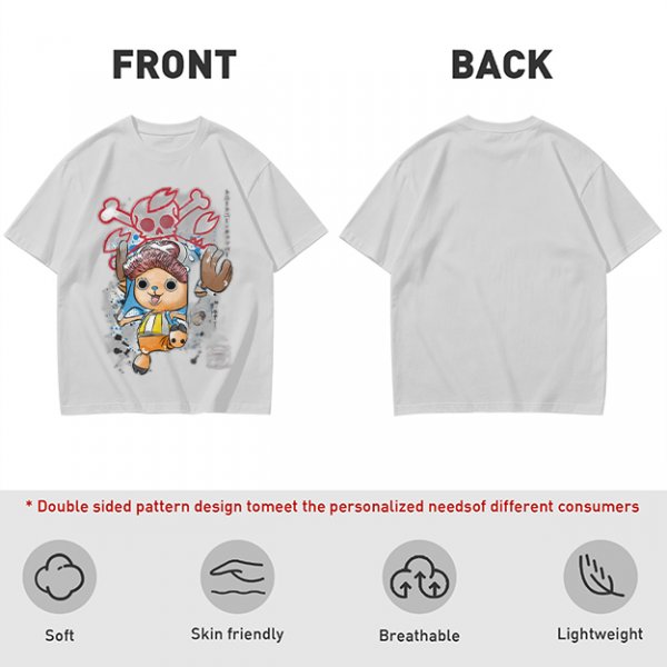 Olive T-Shirt with One Piece Tony Tony Chopper Pirate Skull Print