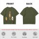 Olive T-Shirt With Cartoon Characters Riding Bikes Through Portal