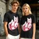 Olive green t-shirt with Kitty Cat graphic print