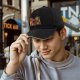 Black Baseball Cap with Four Panel Pop Art Character Print