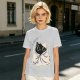 Olive T-shirt with Cute Black Cat Wrapped in Blanket Graphic