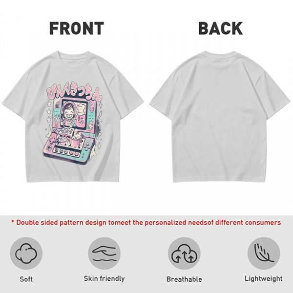 Olive green graphic t-shirt with cute handheld game kitchen art