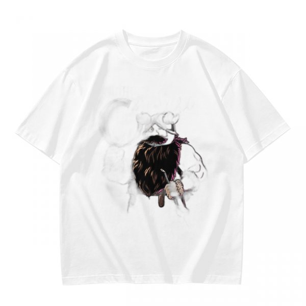 Olive green graphic t-shirt with dark fantasy creature print