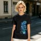 Olive Green T-Shirt with Blue Abstract Graphic Print