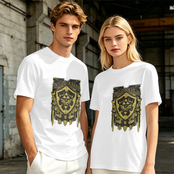 Timeless Ocarina Zelda Shield Graphic Olive T-Shirt