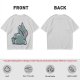 Olive T-Shirt With Embarrassed Gray Cat Graphic Print