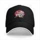 Black Baseball Cap With Anime Character Print On Red Circle