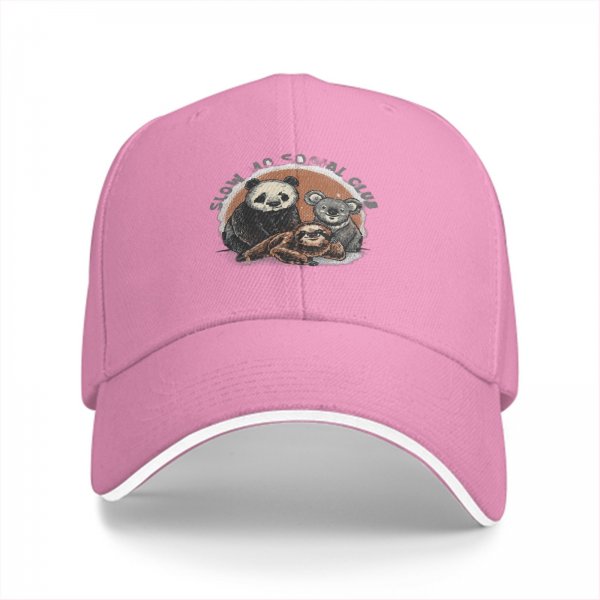 Slow Is Social Club Cap With Panda Koala And Sloth Art