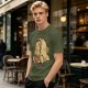 Olive Green T-Shirt With Cartoon Droopy Pug Graphic Print