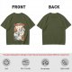 Olive green graphic t-shirt with slow foods animal fast food mashup print