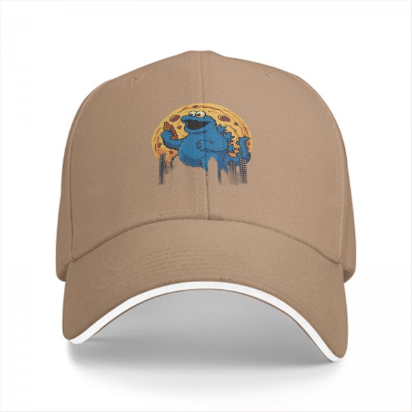 Black baseball cap with cookie monster godzilla and cookie print