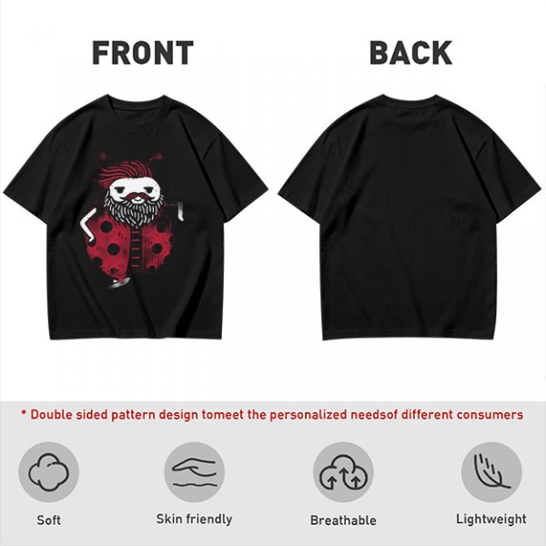 Olive Green T-Shirt With Bearded Ladybug Print