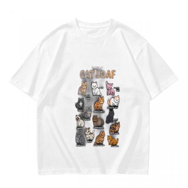 Olive T-Shirt With Cat Loaf Breeds Graphic Print