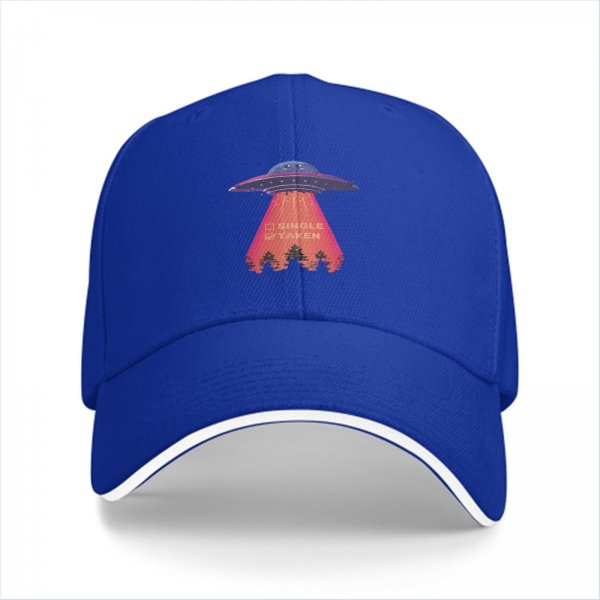 Black baseball cap with UFO abduction 'Single Taken' graphic