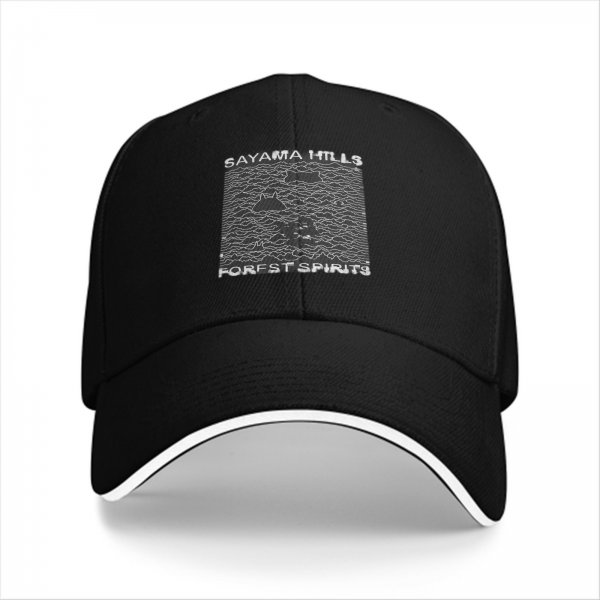 Black baseball cap with Sayama Hills Forest Spirits graphic print