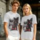 Olive T-Shirt With Cute Raccoon And Shadow Monster Graphic