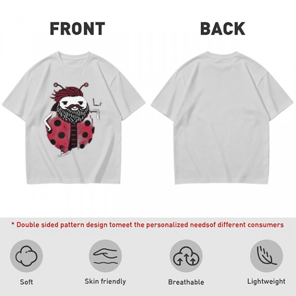 Olive Green T-Shirt With Bearded Ladybug Print