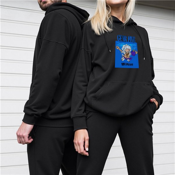 Black hoodie with Gear Five Luffy graphic print