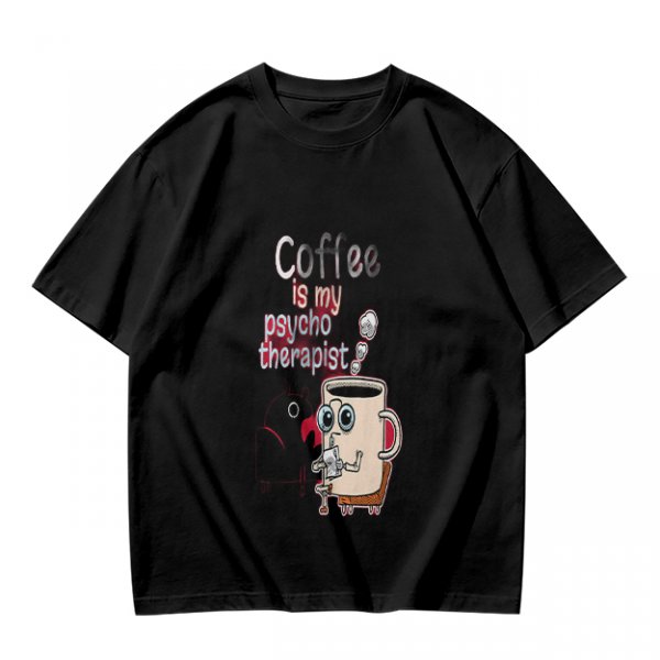 Coffee is my psychotherapist graphic olive t-shirt
