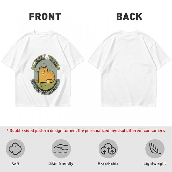 Olive T-Shirt With Silently Judging Loudly Correcting Cat Print