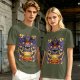 Olive T-Shirt With Pirate Beholder Monster And Treasure Chest Art