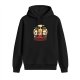 Black hoodie with two pandas eating and talking graphic print