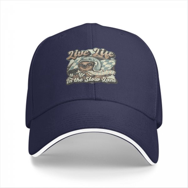 Live Life In The Slow Lane Sloth Graphic Baseball Cap