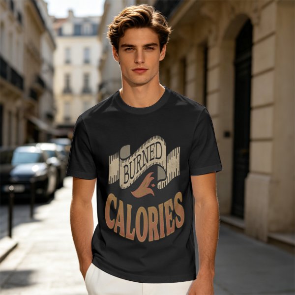 Olive Green Graphic T-Shirt with Burned Calories Print