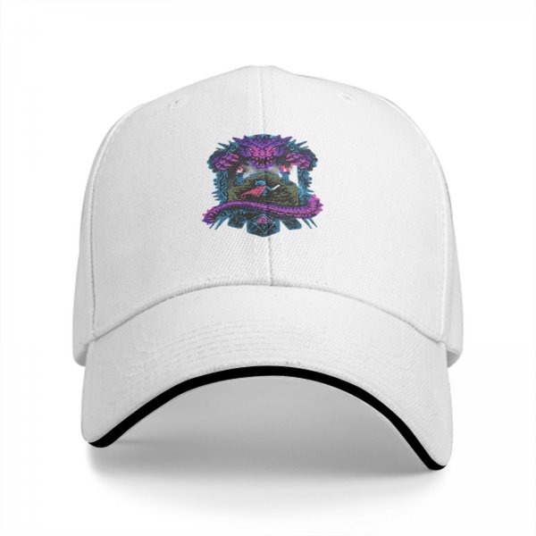 Black Baseball Cap With Fantasy Dragon And Warrior Graphic