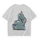 Olive T-Shirt With Embarrassed Gray Cat Graphic Print