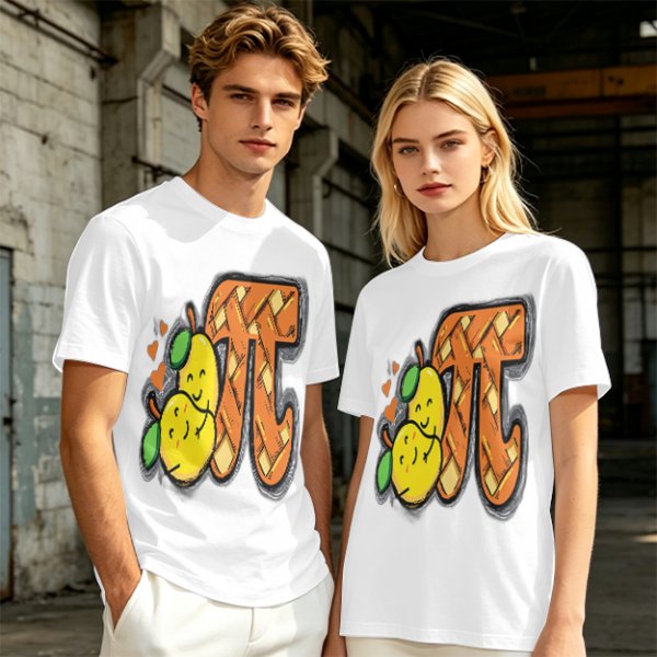 Olive green t-shirt with pear pi pie graphic design
