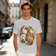 Olive Green T-Shirt With Christmas Cat Gingerbread Candy Print
