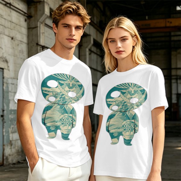 Olive T-Shirt With Fantasy Forest Spirit Graphic Print