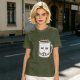 Oversized Army Green T-Shirt With Tired Coffee Mug Graphic