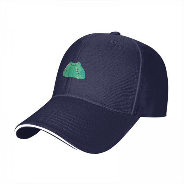 Black Baseball Cap With Cute Green Frog Graphic