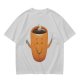 Olive Green T-Shirt With Happy Steaming Coffee Cup Graphic