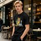 Olive T-Shirt With Mad Scientist Cat Chemistry Lab Print