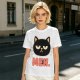 Olive T-Shirt With Grumpy Black Cat Meh Graphic Print