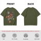 Olive green t-shirt with ramen planet space graphic print