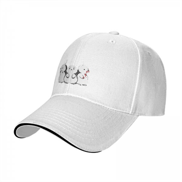 Black baseball cap with three stylized hamster graphic print