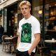 Olive Green Anime T-Shirt With Swordsman Character Artwork